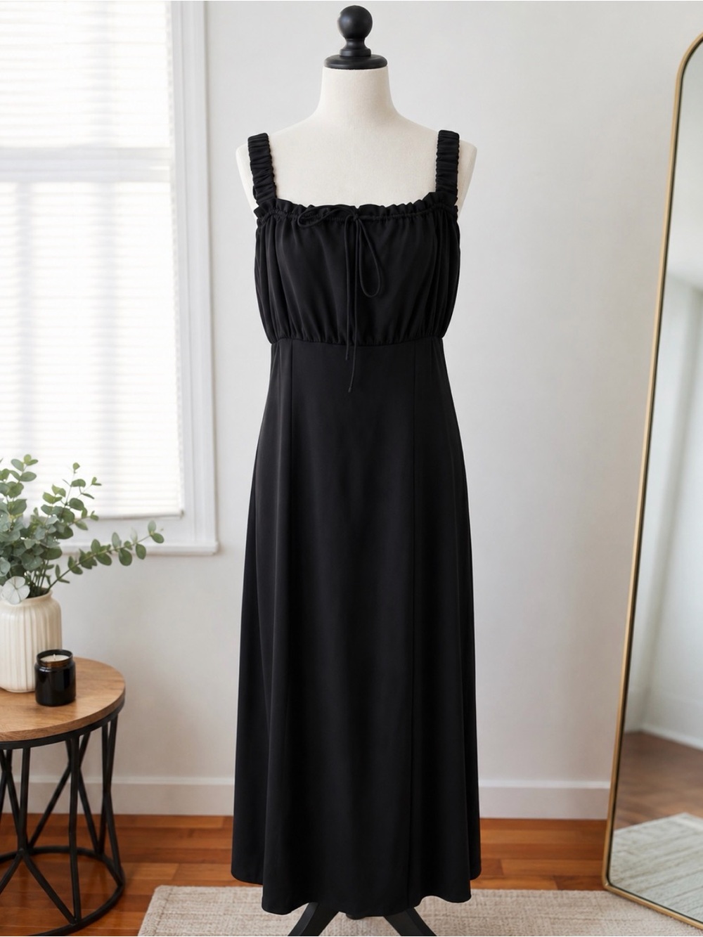 Bar 3 Classic Black Sleeveless Maxi Nightdress with a front split